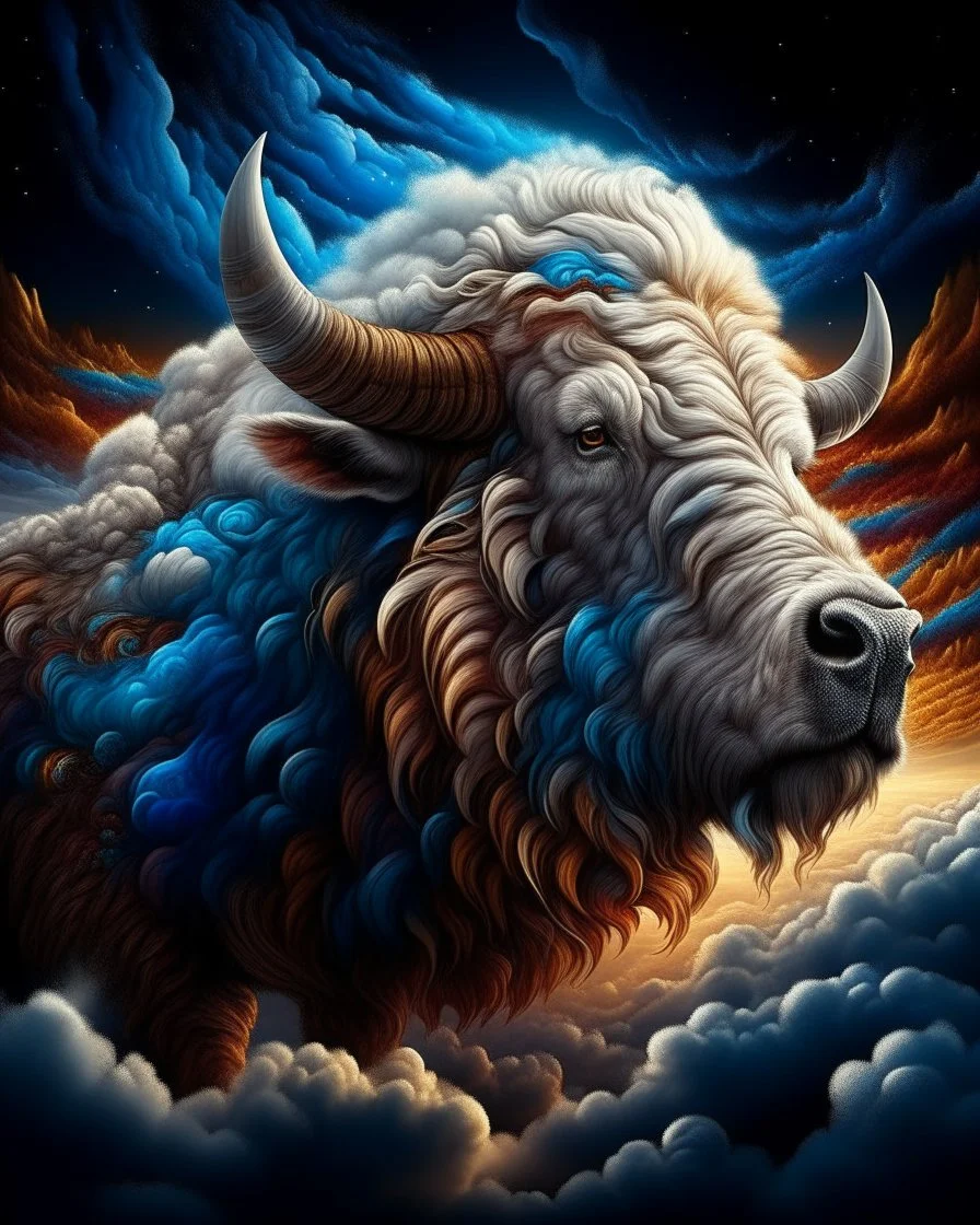 Reveal the majestic beauty of 'The Great White Buffalo' with a captivating visual representation, overflowing with precision, clarity, and vibrant colors. Utilize 4K resolution, the entire color palette, and meticulously emphasize patterns, delicate elements, and intricate textures, ensuring crystal-clear focus and seamless integration with quality standards and relevant keywords. "