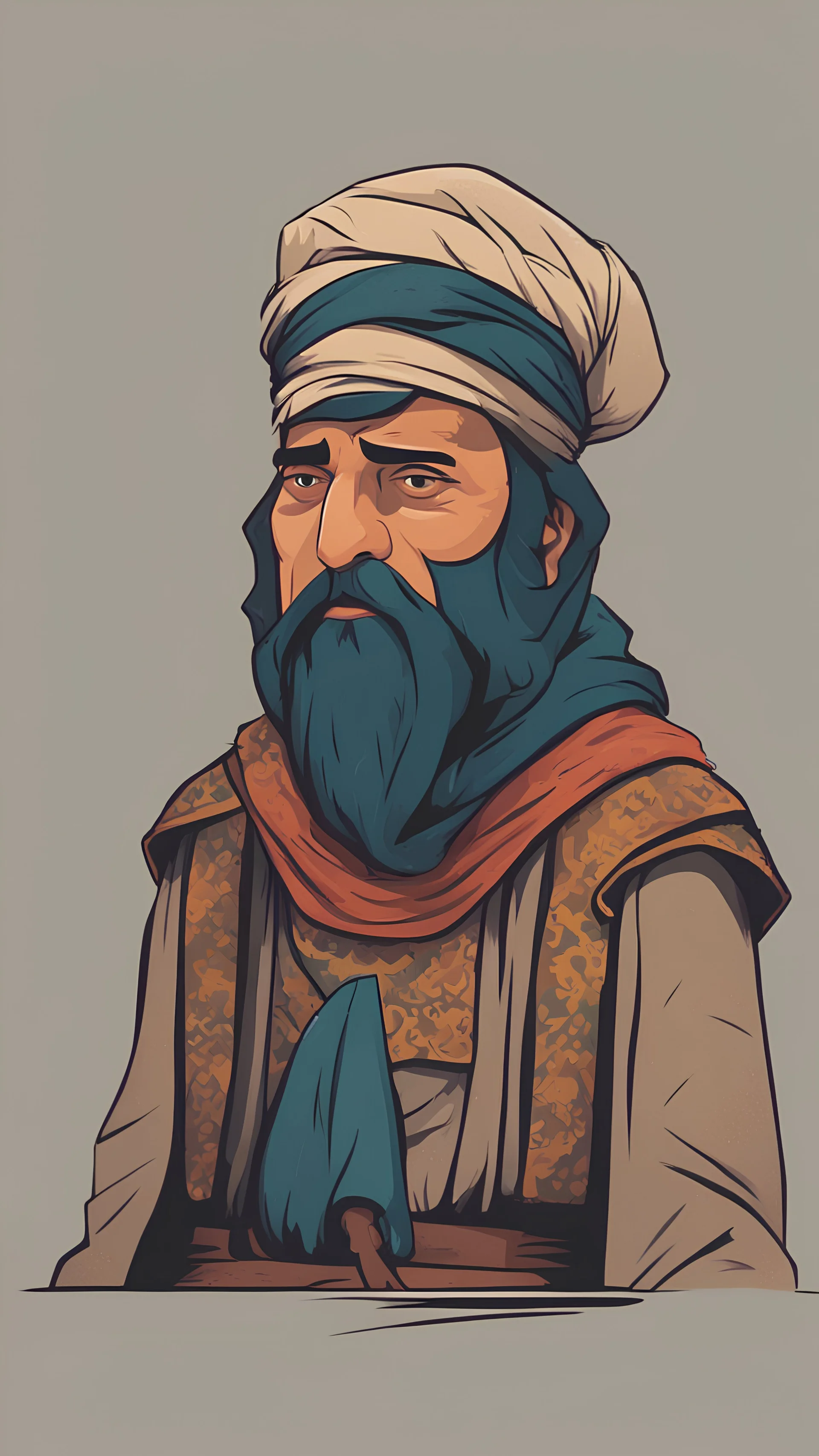 2D. animated. vector. Iran. cartoon. Feudal of Sanandaj. Digital painting. minimal, Vector, 3 color. minimal