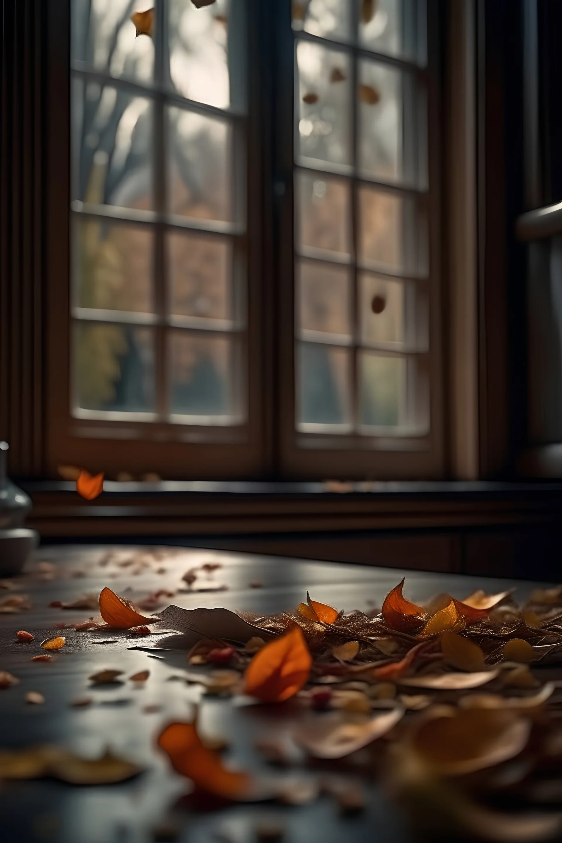 Dead petals falling of of the edge of windowsill, hd, realism, hdr, 4k, leica, fujifilm, dslr, cinematic