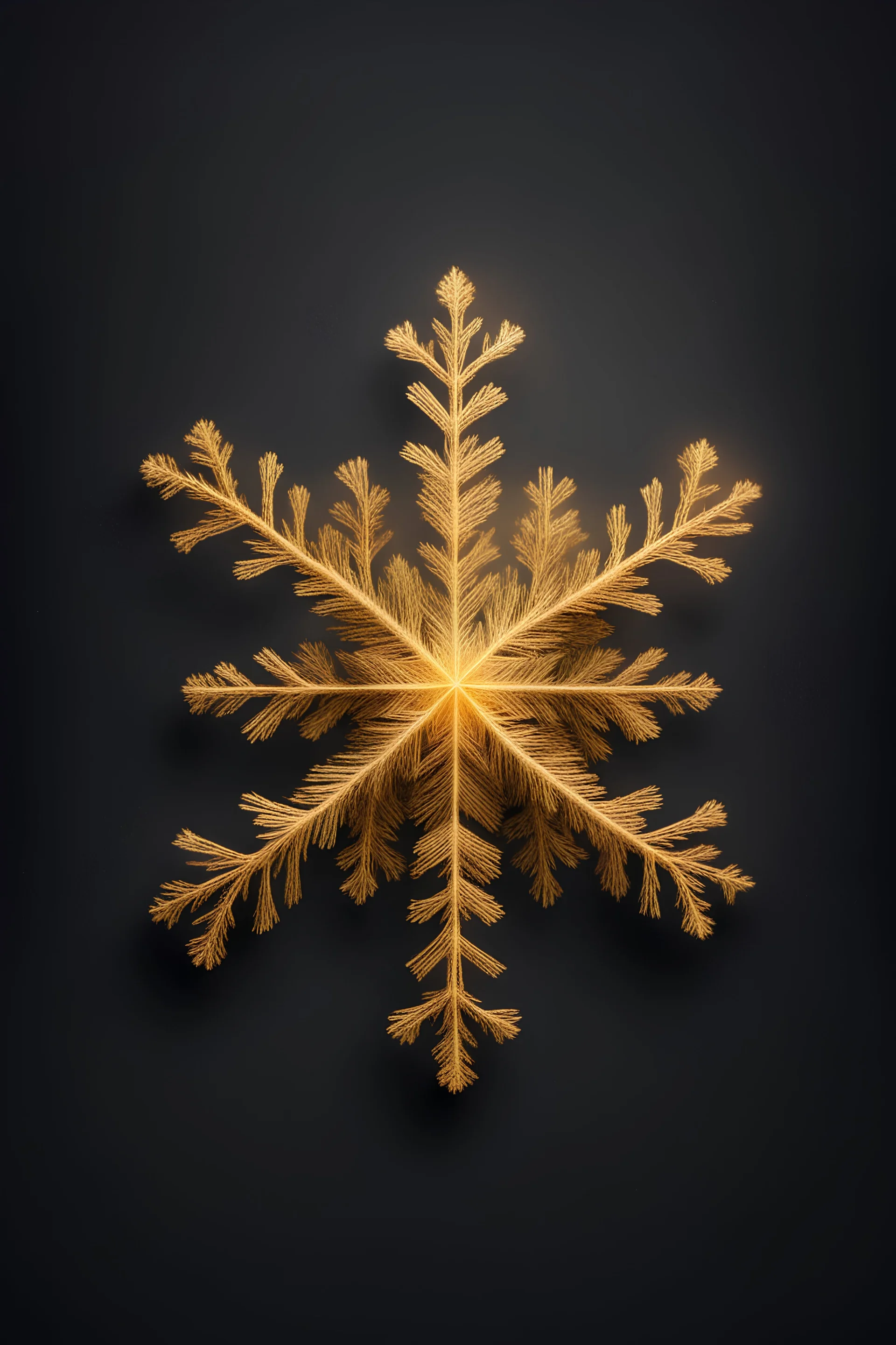 golden snowflake in front of dark gradient background