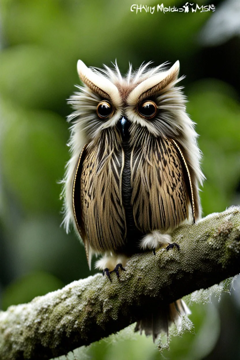 Hairy moth owl hybrid creature