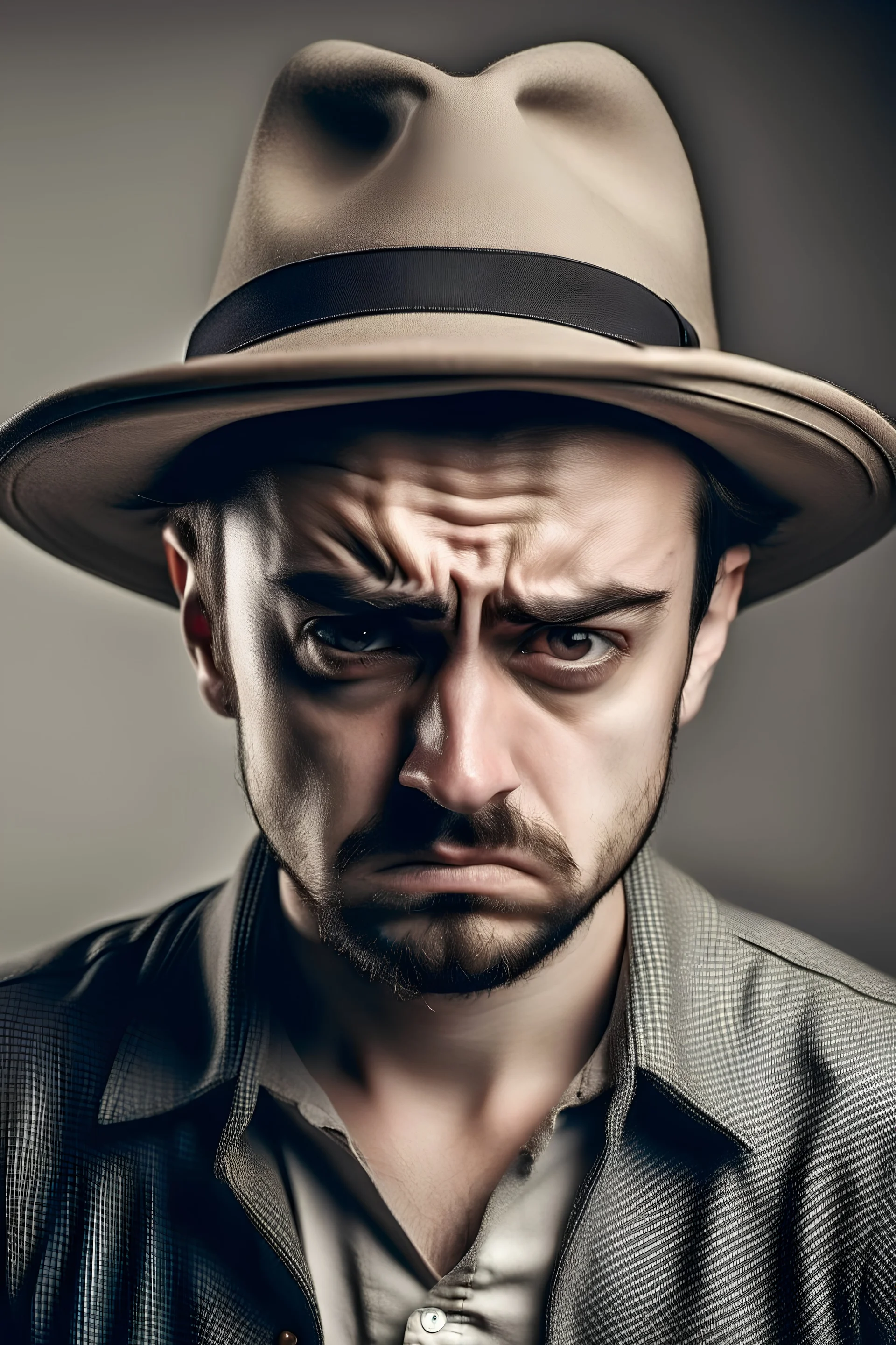 Guy with hat sad and pian and anger