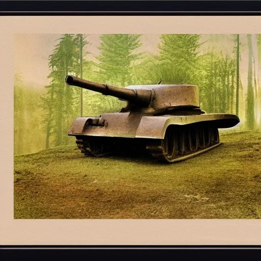 ww1 german tank in a forest medieval print