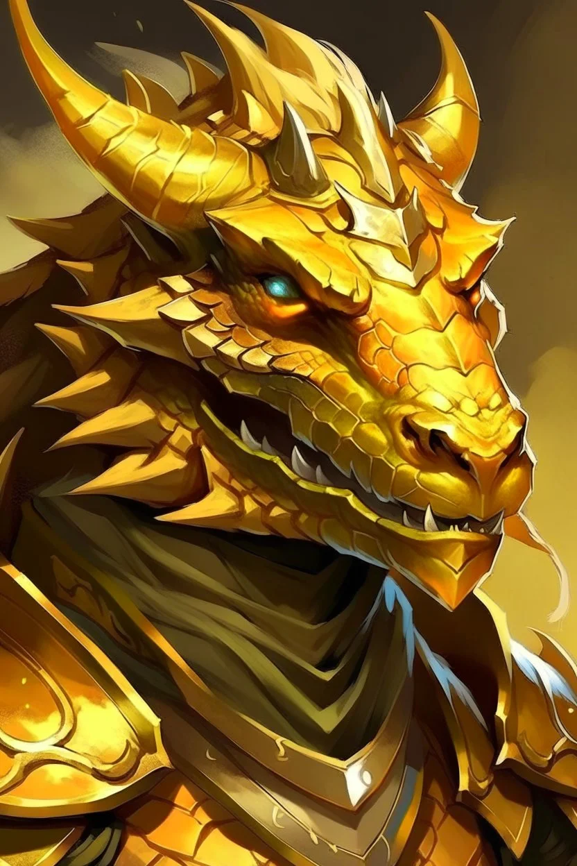 Dragonborn DnD, golden dragon, friendly face