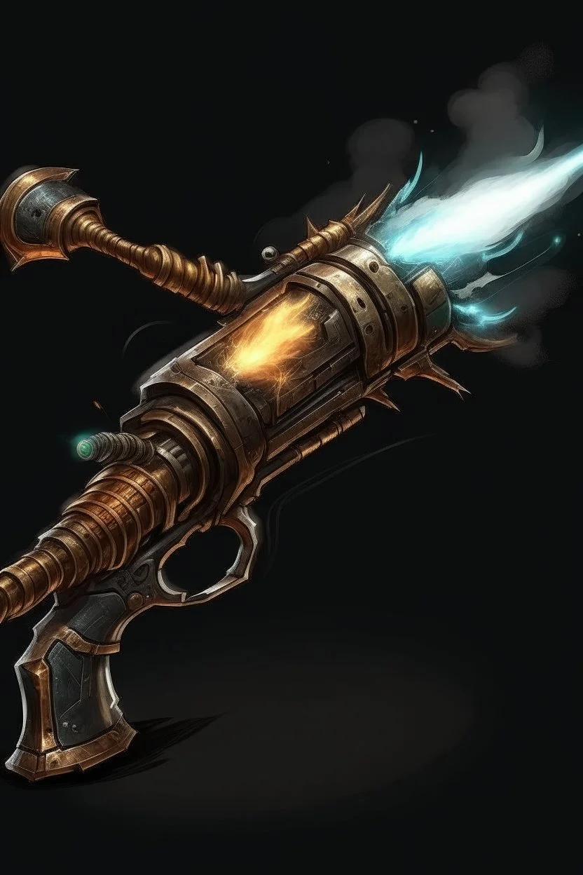 An arcane weapon that fires a bolt of arcane powder compressed into an explosive projectile. It was created by a civilization eons ago and though to be lost for good until discovered by a curious feathered bounty hunter