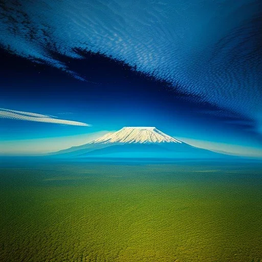 Kilimanjaro, Tanzania,aerial view,extremely detailed digital painting, high resolution,8k, realistic, beautiful, volumetric lighting, mystical colors ,perfectly centered image, perfect composition, rim light, beautiful lighting,masterpiece, stunning scene, raytracing, anatomically correct, in the style Van Gogh and robert e howard and Ken Kelley and Ohrai Noriyoshi and Simon Bisley and tomzj1.