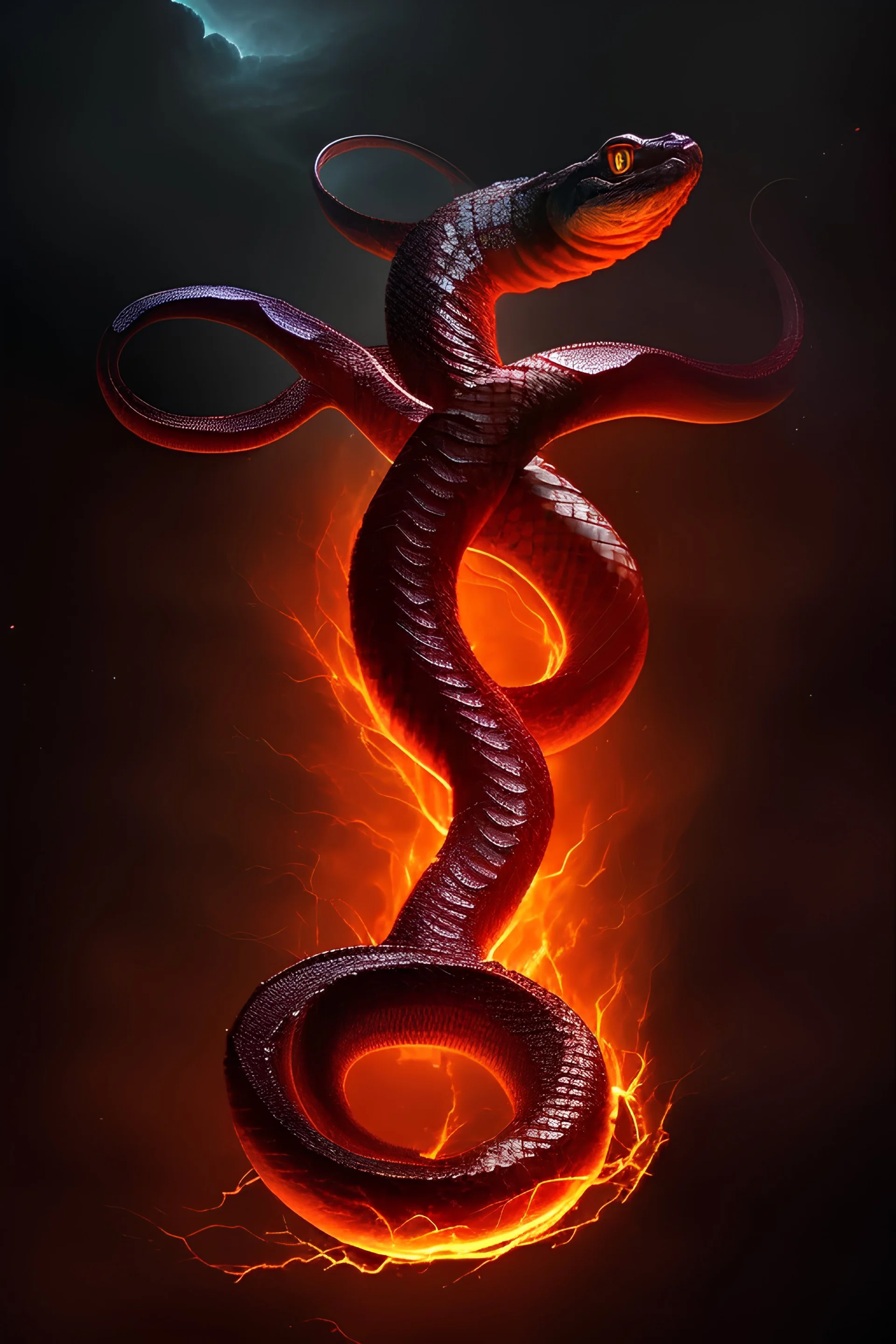 Full body photography of an ethereal Jörmungandr the world snake, Fire theme art, Dark moody night atmosphere, by Michelangelo, 8K, high body details, anatomically perfect body, oak tree roots, ignore NSFW