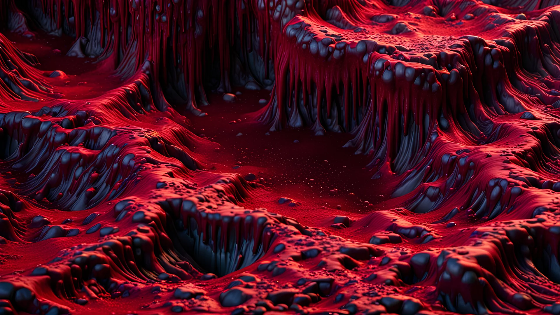 Horror Art-inspired complex 3D rendering of Abstract Porosity that is crimson, black, and pus-filled rotting flesh, Vibrant, Porous, Eldritch, Diseaased, Putrid, and Wet Texture Background Perfect for skin textures, 3D Game Cinematic Feel, Epic 3D Videogame Graphics, Intricately Detailed, 8K Resolution, Dynamic Lighting, Unreal Engine 5, CryEngine, Trending on ArtStation, HDR, 3D Masterpiece, Unity Render, Perfect Composition