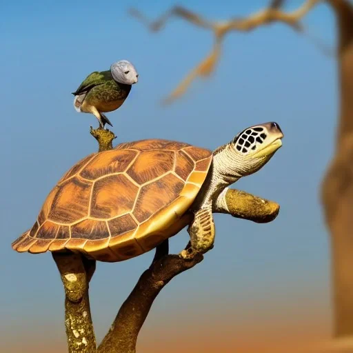 turtle and tree and bird