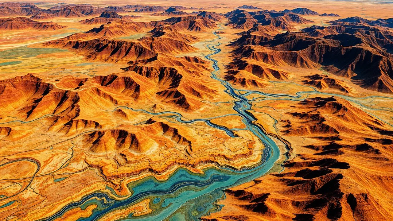 A sprawling continent where landscapes resemble the chaotic beauty of a Jackson Pollock painting. Mountains, valleys, and rivers are formed from the collision of molten colors, forever frozen in time. Each visit reveals new patterns and shapes, as the geology continues to shift and change in response to seismic activity deep within the planet's core.