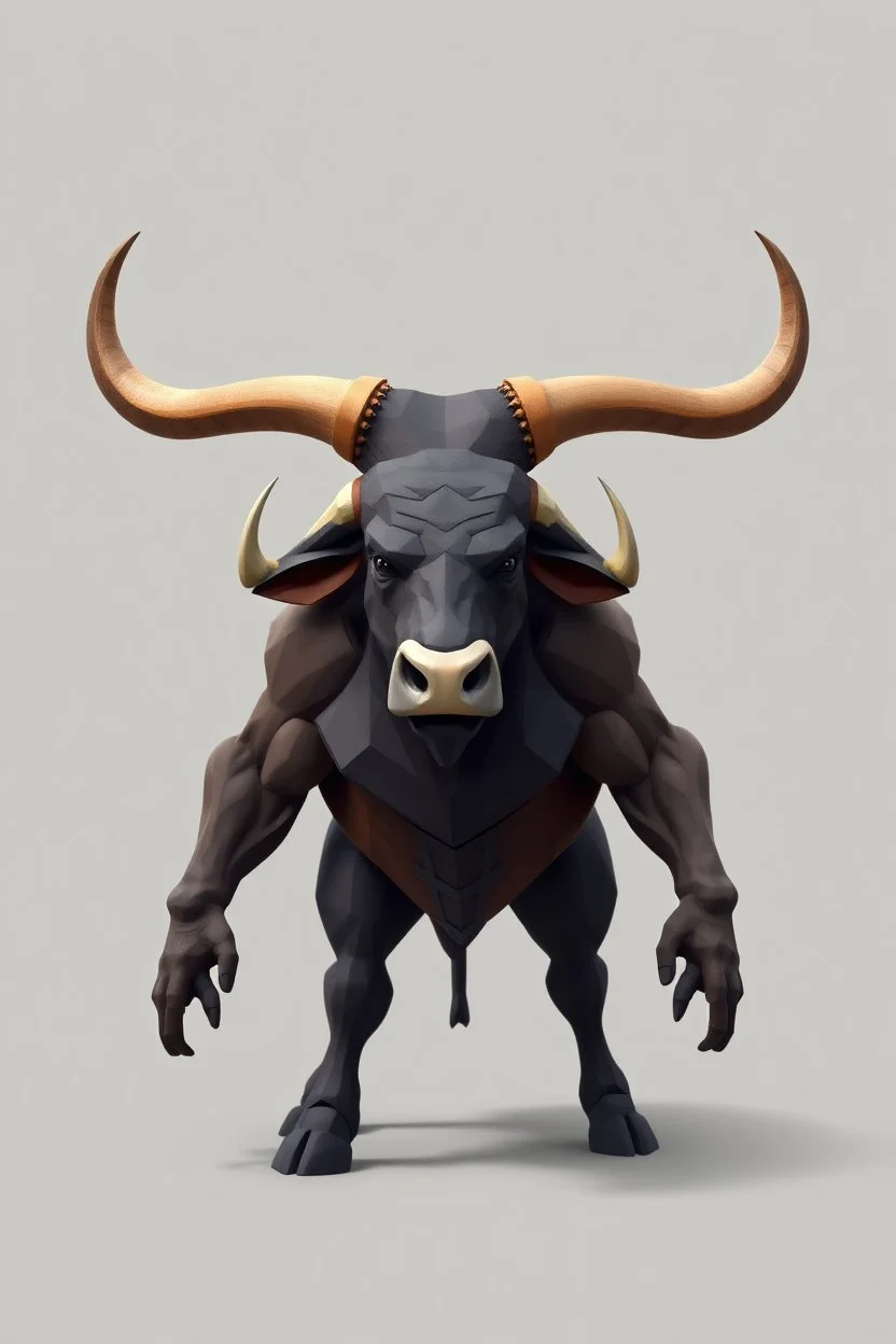 hi poly Stampeding Bull Cyclops Minotaur T pose just the character and simple background