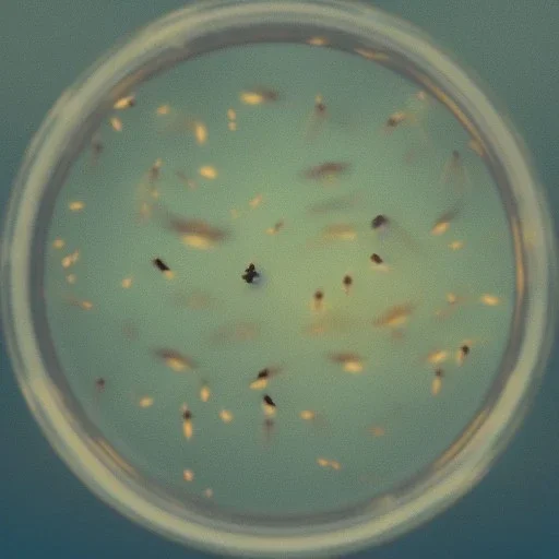 polaroid of a swarm of fireflies inside a jar, luminescent glow, moody, tender, photorealistic, octane render, golden hour