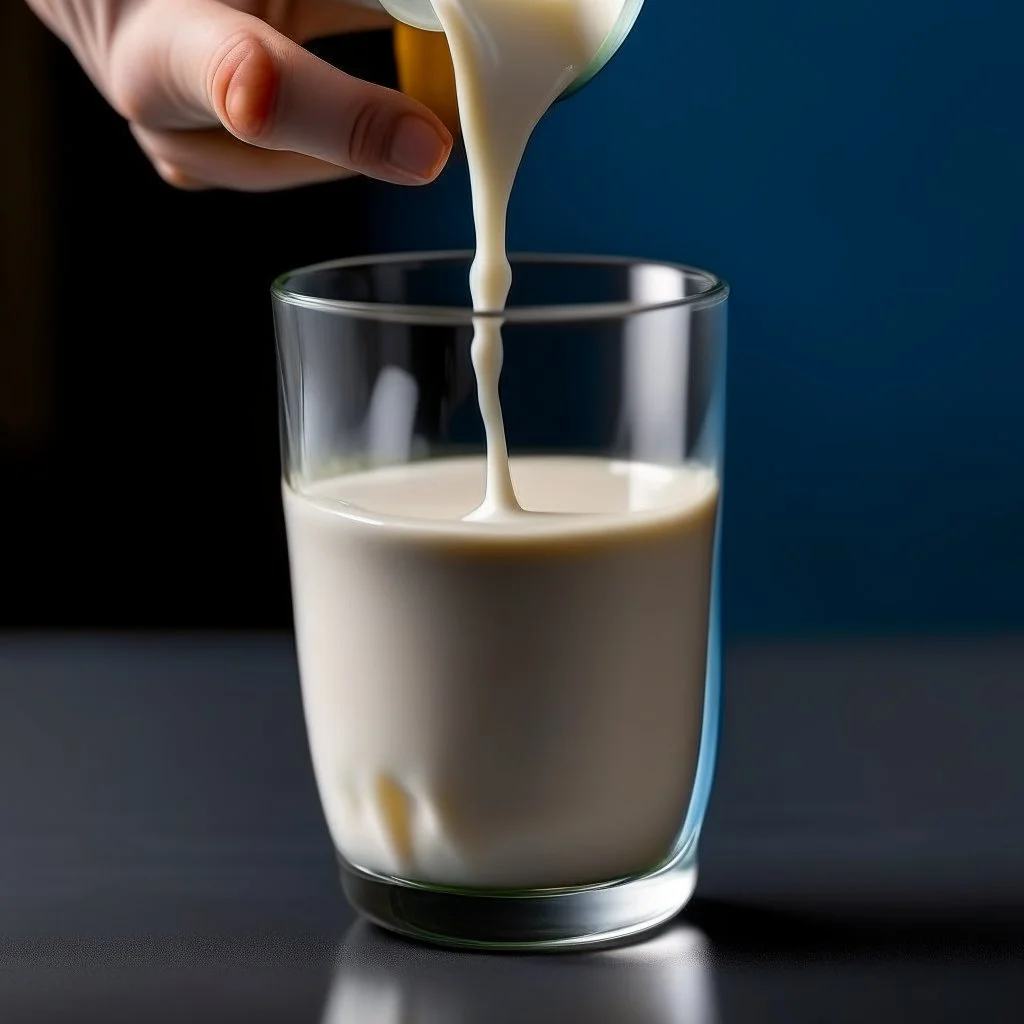 Cake dipped in milk in a glass of milk