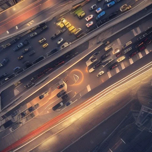 arial photo car remote parking space at night