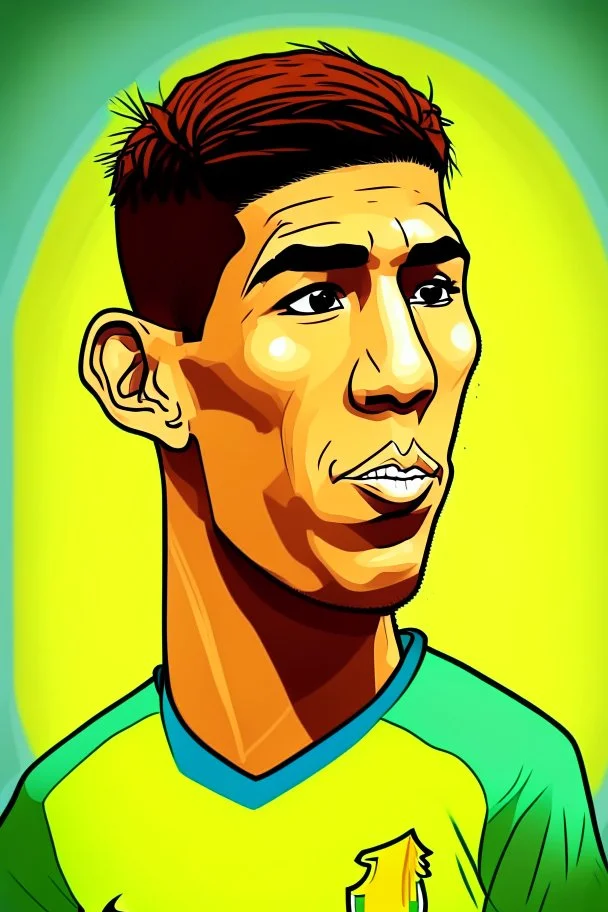 Roberto Firmino Brazilian football player cartoon 2d