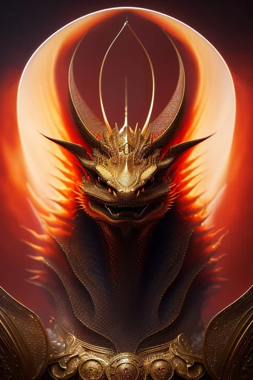 A red dragon, full-scale head and shoulders portrait, 8k resolution concept art portrait by Greg Rutkowski, Artgerm, WLOP, Alphonse Mucha dynamic lighting hyperdetailed intricately detailed Splash art trending on Artstation triadic colors Unreal Engine 5 volumetric lighting Splash art fantasy"