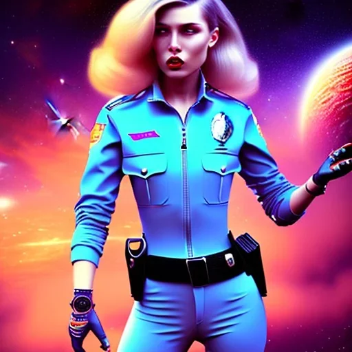 lady cop top in space