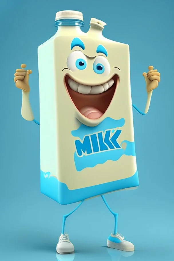 A cartoon character of an milk brand