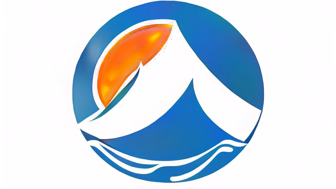 Generate a visually minimalist and memorable logo that embodies the principles of distinctiveness, simplicity, and memorability. Utilize a palette of Dark Blue, Silver Gray, White and Orange. Incorporate elements such as Respiratory Circle and Stylized Ice Mountain. Ensure the logo reflects a holistic, educational, and therapeutic personality, appealing to a diverse audience.