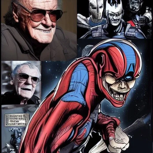 crossover between alien xenomorph of ridley Scott and captain America of Stan Lee