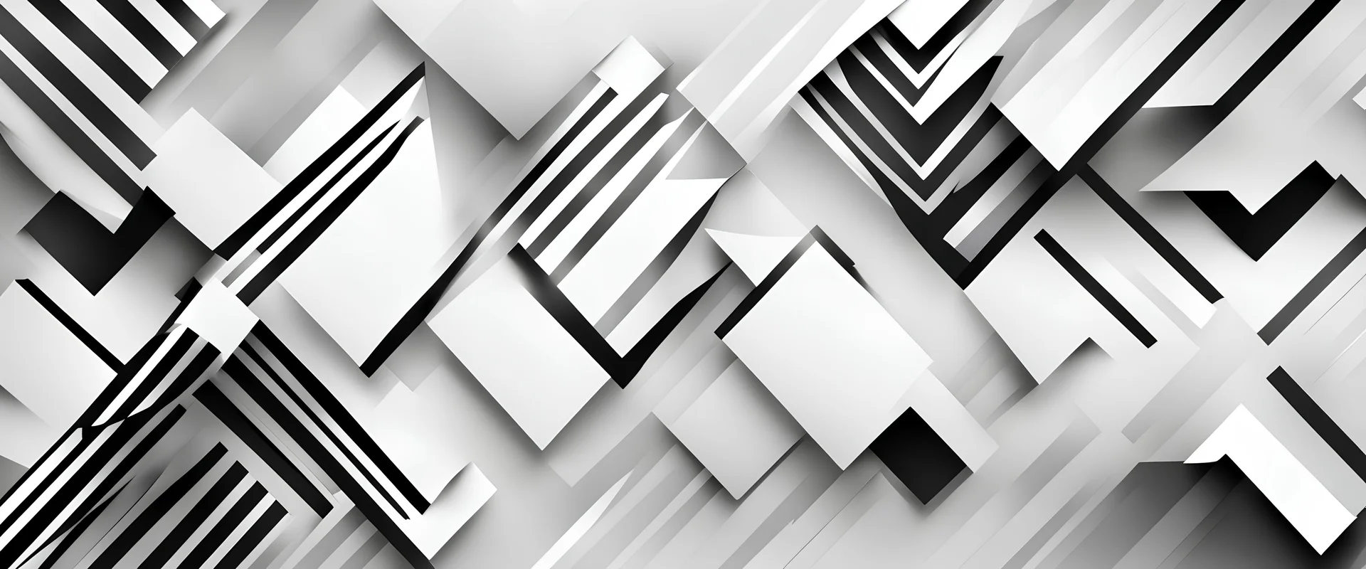 Black white abstract modern background for design. Geometric shapes. Triangles, squares, stripes, lines. Gradient. Modern, futuristic. Light gray. Template.