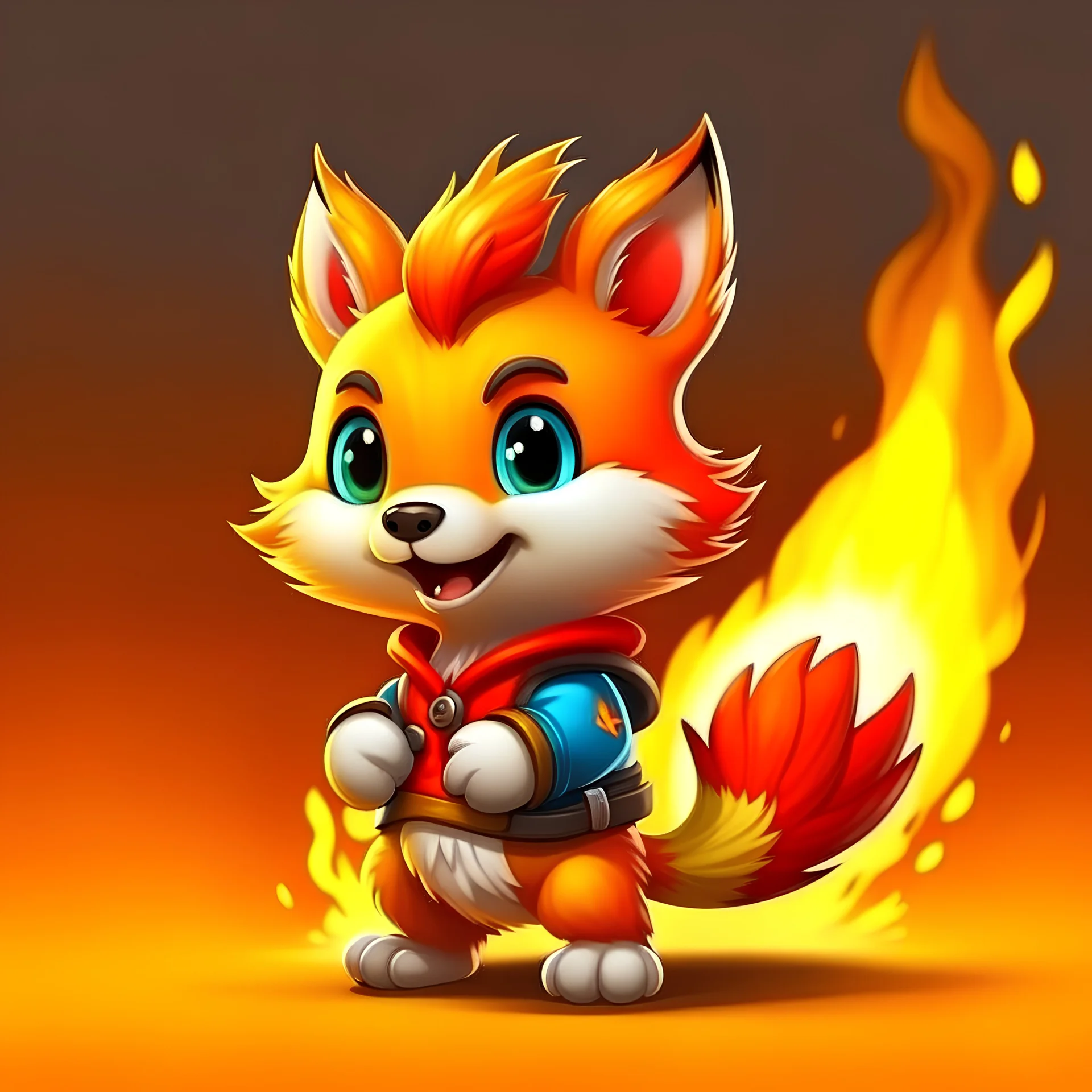cute fire related animal mascot for renewable energy symbol with realistic style