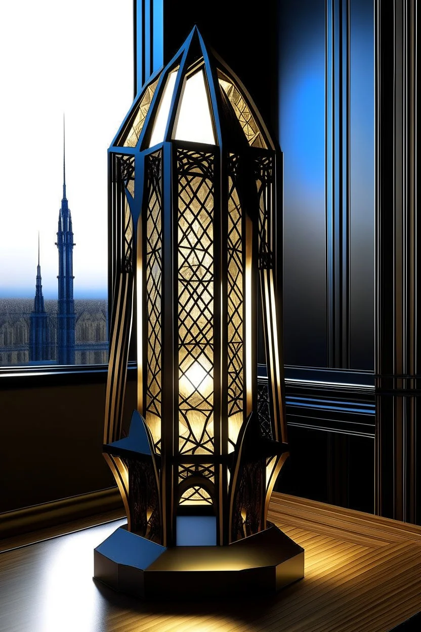 gaming table lamp inspired by dubai tower buliding architecture futuristic-modern stlye. geometric form