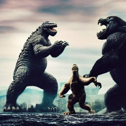 Godzilla fighting kingkong