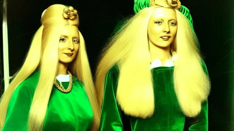 A woman who had green eyes and long blond hair that she wore in elaborate coiffures. Being known as someone at the height of fashion, prior to her disappearance, she favored wearing green and golden outfits to match her physical features.