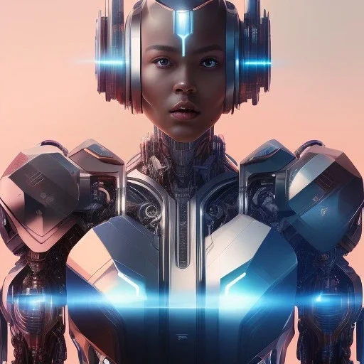 cosmos masterpiece, humanoid cyborg robot, sango fantasy, fantasy magic, sharp focus, illustration, highly detailed, digital painting, concept art, matte, artgerm and paul lewin and kehinde wiley, full figure, fit in board, cyber punk, pretty accurate hands face fingers, natural aye, fit within portrait