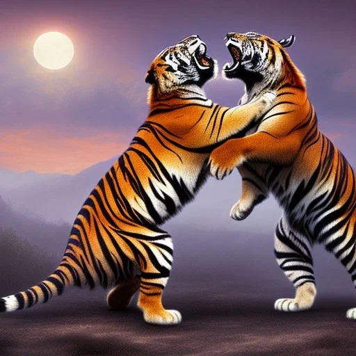 Two Tigers Fighting Each other