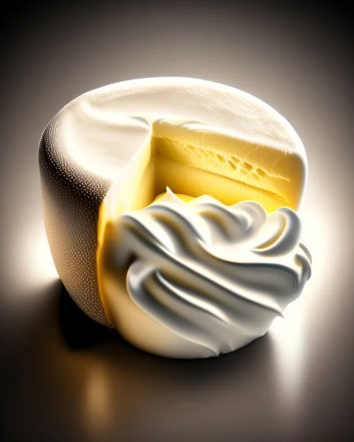 Cream Cheese on the dark bacground. Realistic photo. HD. Glowing. 3d style