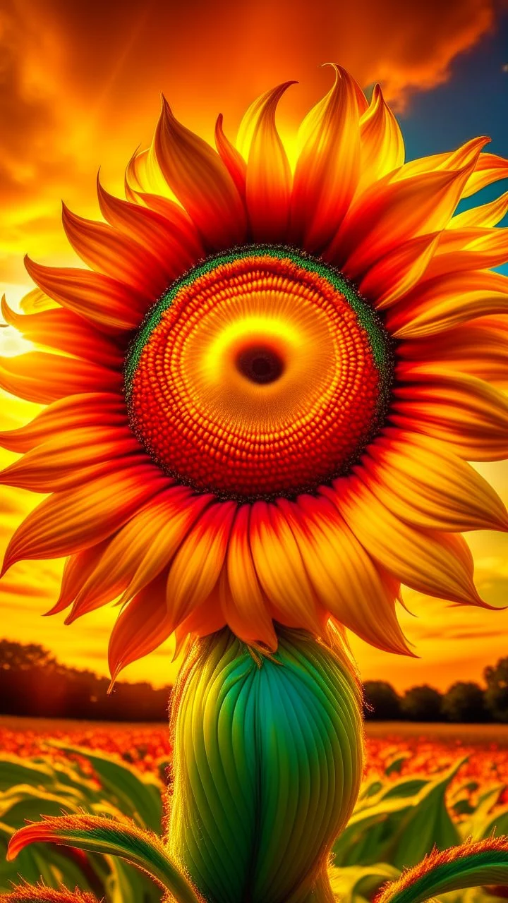 Big sun flower with sun