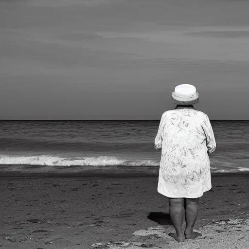 anciana en la playa