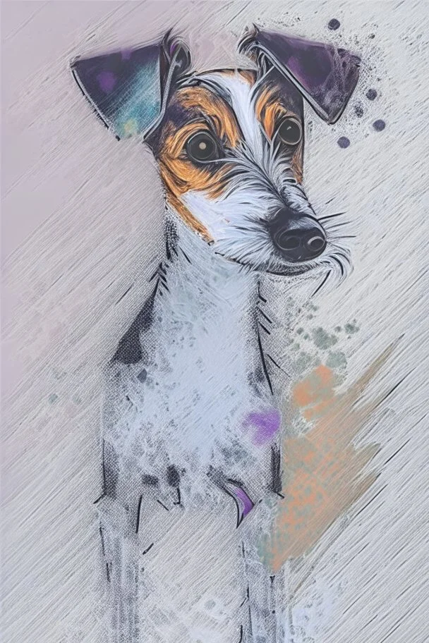 abstract watercolour of a Jack.Russell dog’s head
