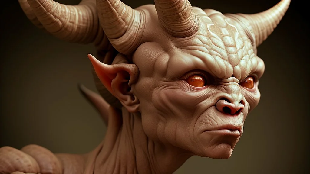 Grotesque, horned humanoid, photography, high resolution, cinematic, unreal 6, breathtaking detailed