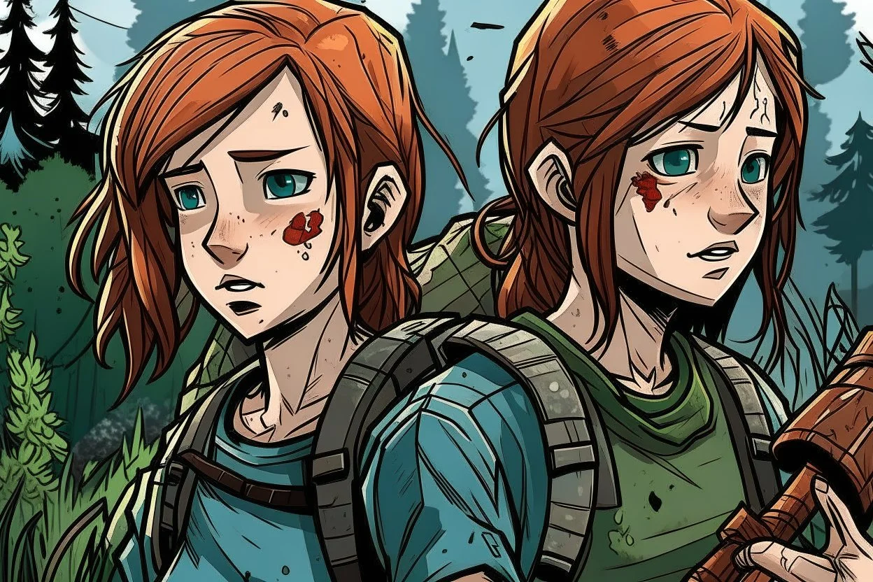 TLOU but as a coloured manga style