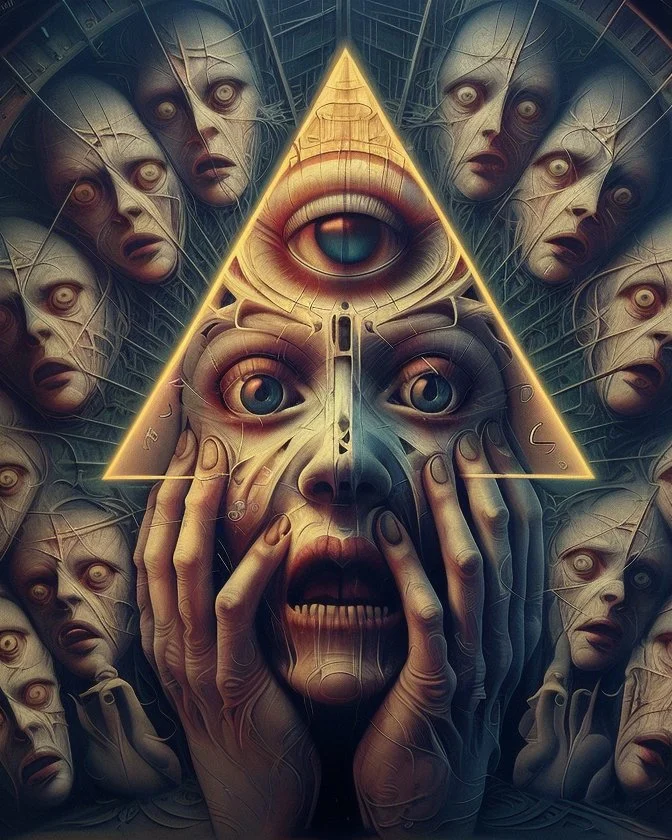 Illuminati is the machine. Faces. Scared man. Group of eyes. Brutalist framework building. People from the deep. H r. Giger machines. Modifiers: Award winning photography oil on canvas dynamic lighting imperial colors quilling Marc Chagall Boris Vallejo Beksiński Stained Glass Horror themed By Dan Witz Stephen Gammell Rosina Wachtmeister Alfred Henry Maurer Inspired by Hope Gangloff oil on canvas inspired by Thomas Simonsen