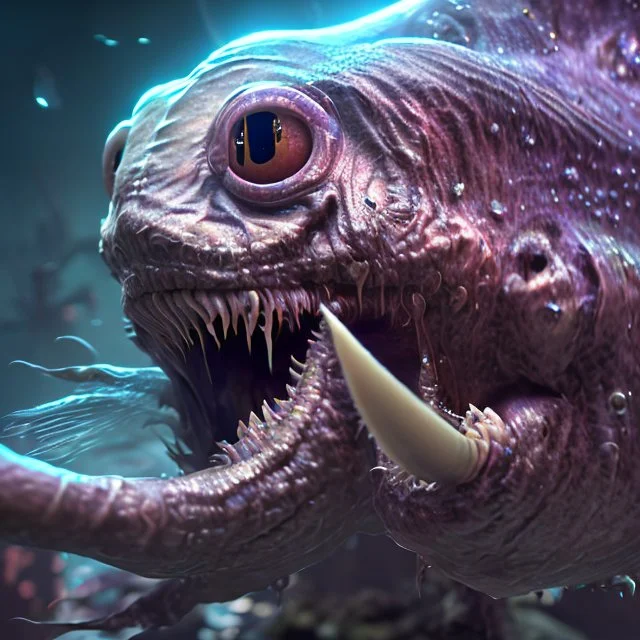 fluid ink angler fish creature, unreal engine 5, 8k resolution, photorealistic, ultra detailed