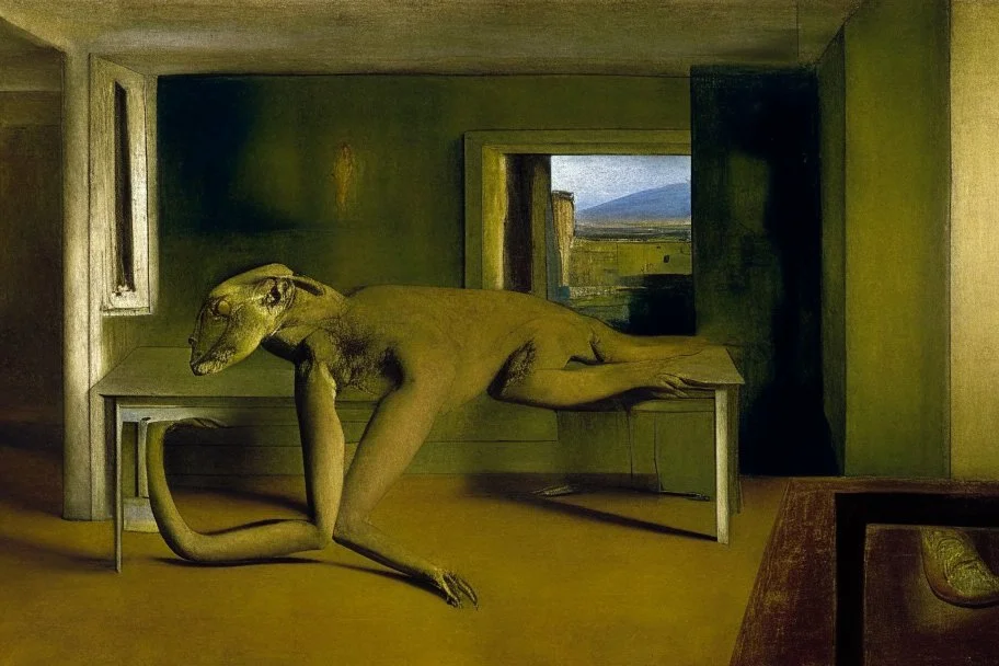 a chimera in a liminal room depicted by balthus