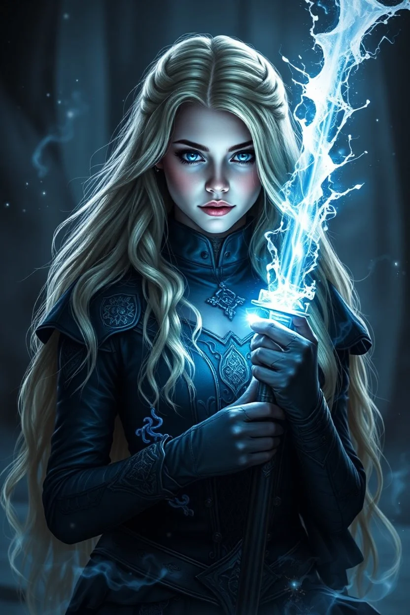 Dark powered princess Dayana blonde hair and dark blue eyes with souls walking in the dark