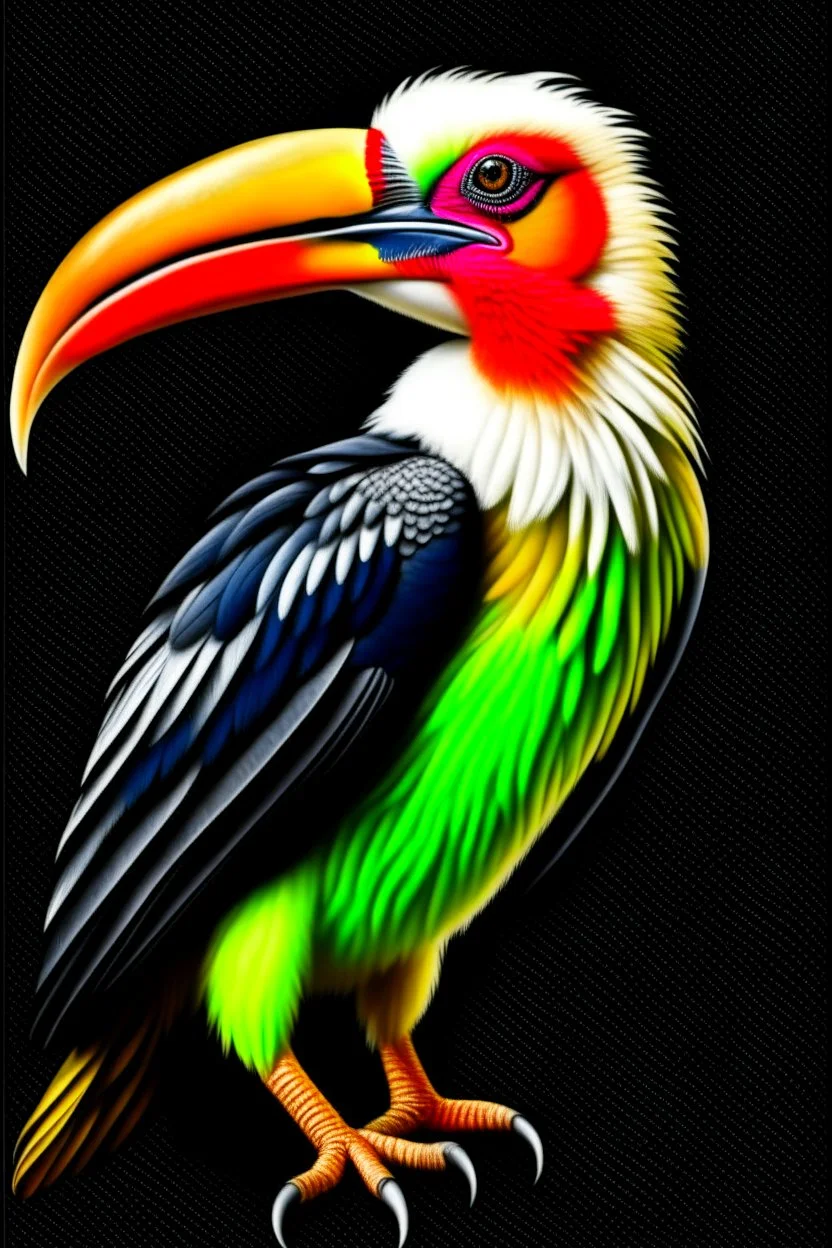 hornbill bird full body, digital art, photo, illustration, digital painting,oil painting, smooth, sharp focus, highly detailed, casque bird,