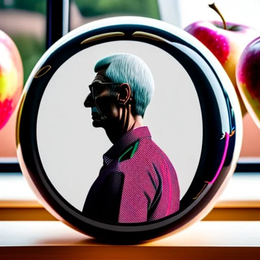 A strange man in an apple 8k 3d decal 130mm photography