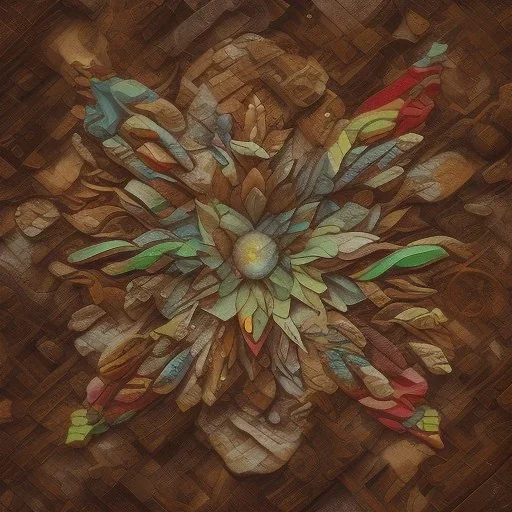 Wood, pastel colors, crepusculare, monde, stone cold, spirale, olive, brown, yelow, white, birds red,univers , abstract art,star, flowers, leaf, trees