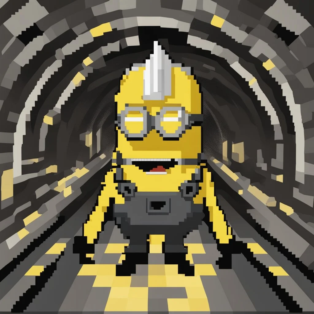 one minion in 8bit style