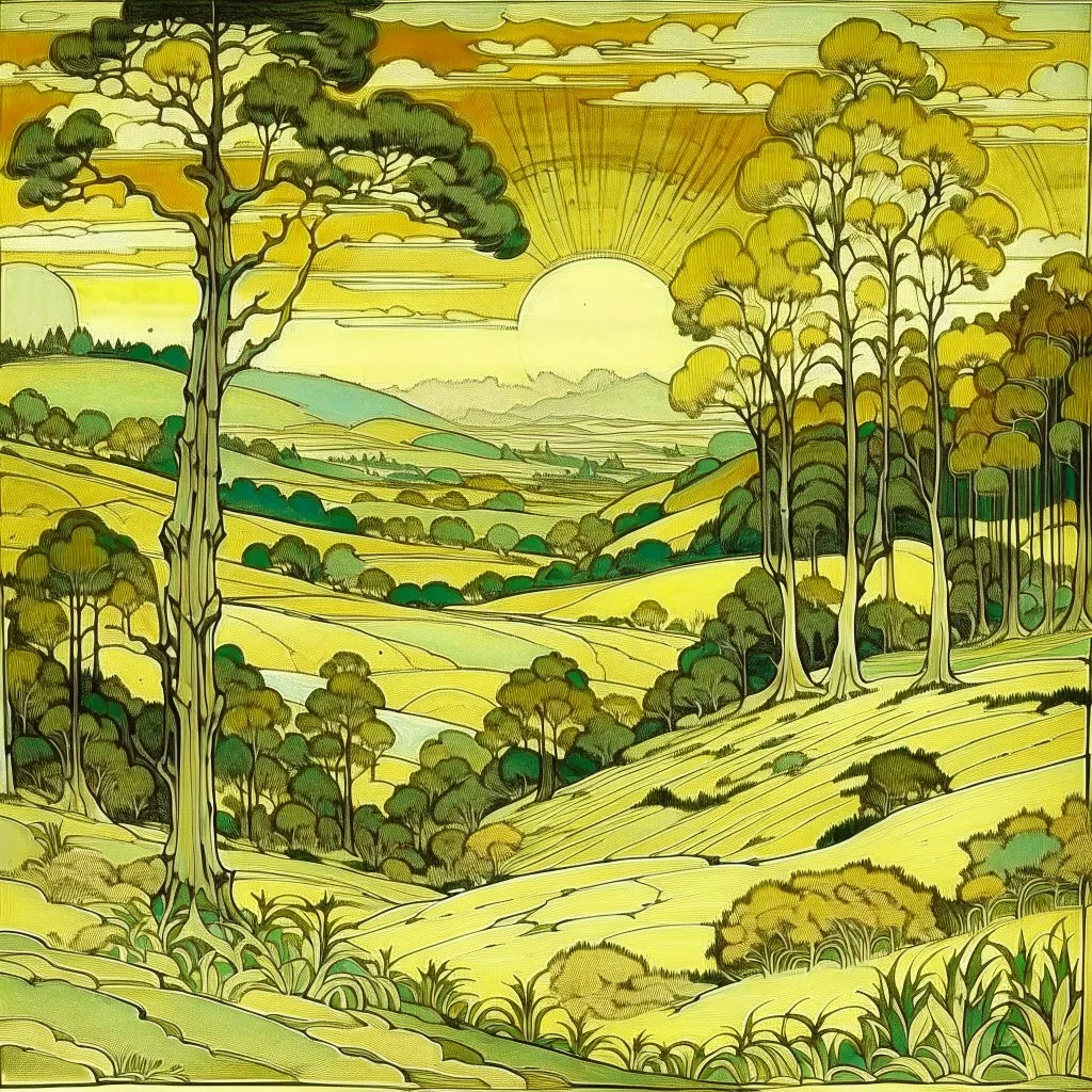 landscape, Walter Crane