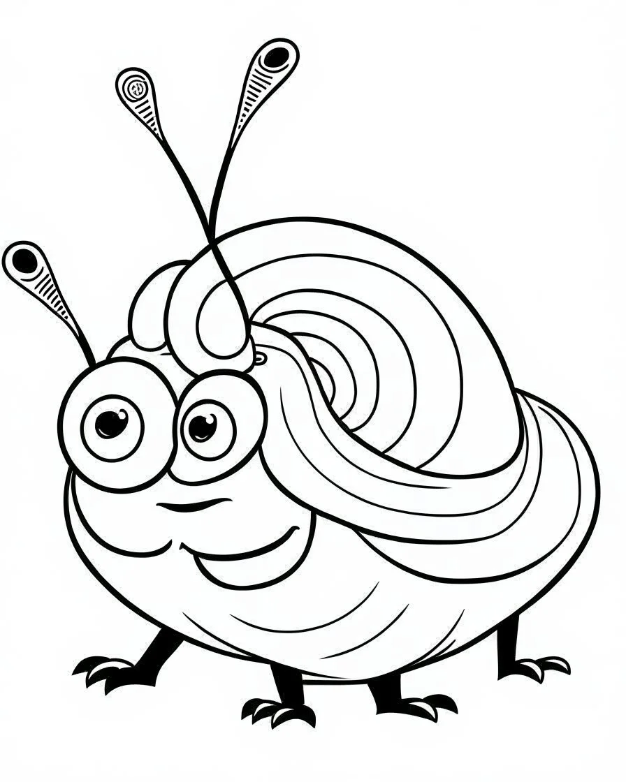 Generate a colouring pages of Garry The Snail along with some pencil sketch marks with a white background