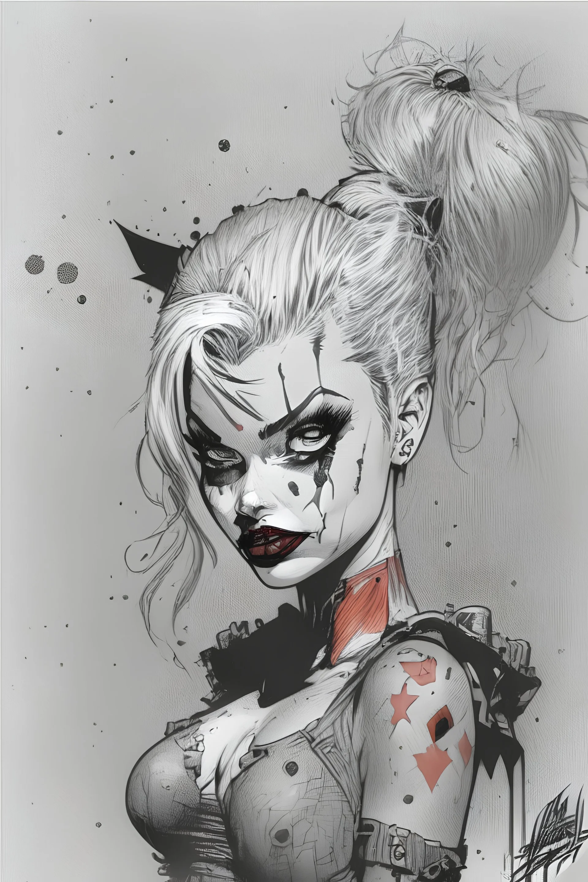 harley quinn for jim lee, inking in nankim, clear background