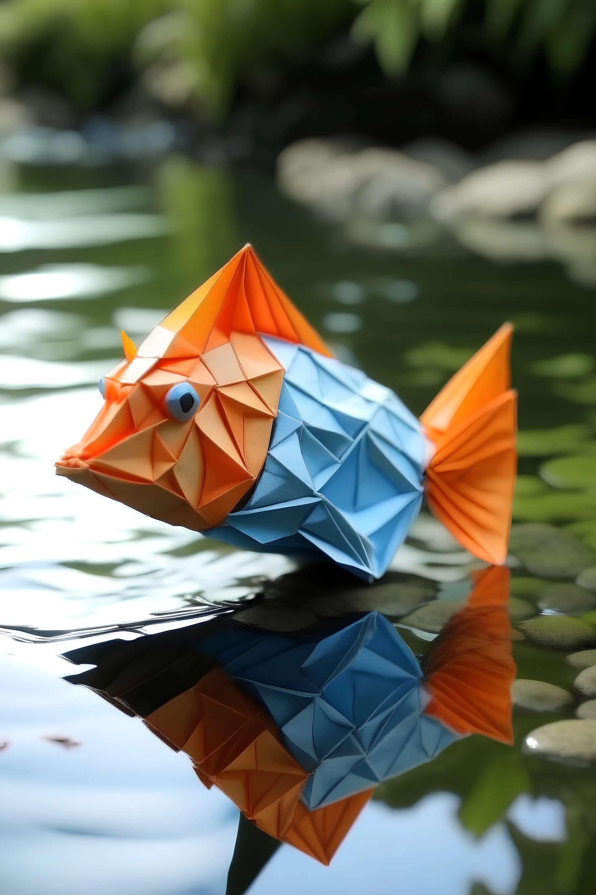 an origami fish in a real world