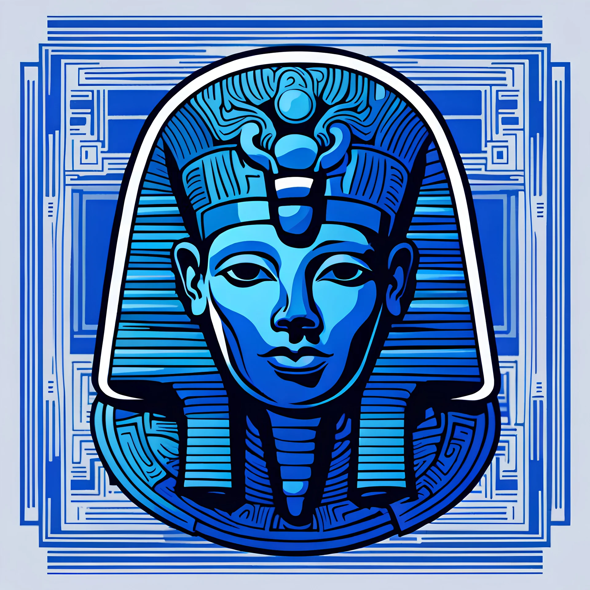 logo, a brain, blue color scheme, ancient Egypt theme